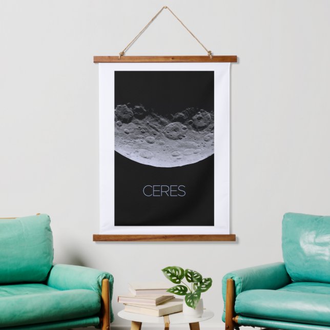 Outer Space, Solar System, Dwarf Planet Ceres Hanging Tapestry (Living Room)
