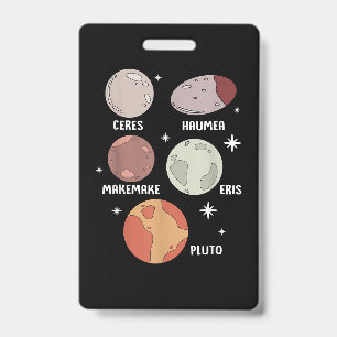 Outer Space Solar System Dwarf Planet For Kids Badge