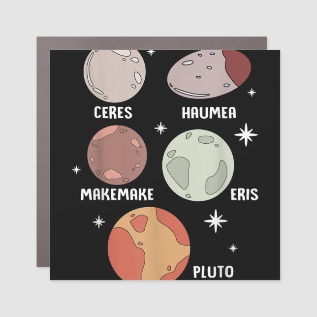 Outer Space Solar System Dwarf Planet For Kids Car Magnet (Front)