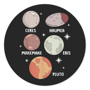 Outer Space Solar System Dwarf Planet For Kids Classic Round Sticker