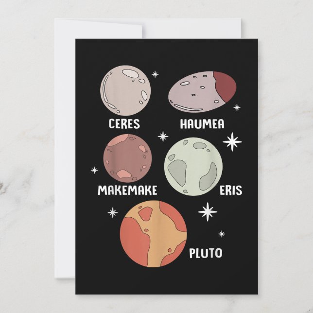 Outer Space Solar System Dwarf Planet For Kids Save The Date (Front)