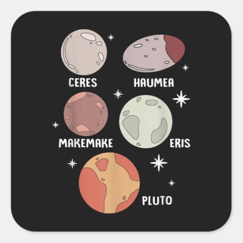 Outer Space Solar System Dwarf Planet For Kids Square Sticker