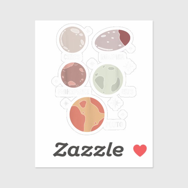 Outer Space Solar System Dwarf Planet For Kids Sticker (Sheet)