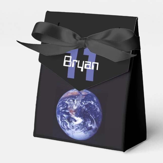 Outer Space Solar System Personalized Favor Box (Front Side)