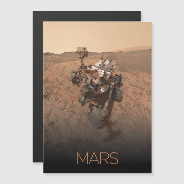 Outer Space, Solar System, Planet Mars, Curiosity Magnetic Invitation (Front/Back)