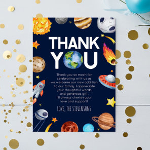 Outer Space Spaceship Planets Baby Shower Thank You Card