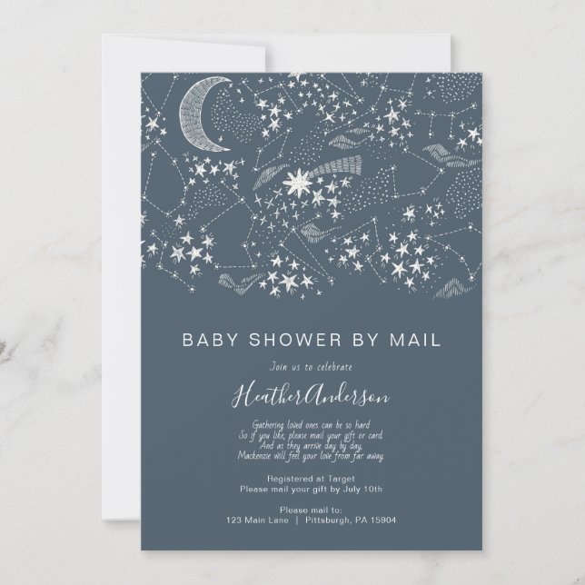 Outer Space Star Map Baby Shower by Mail Invitation (Front)
