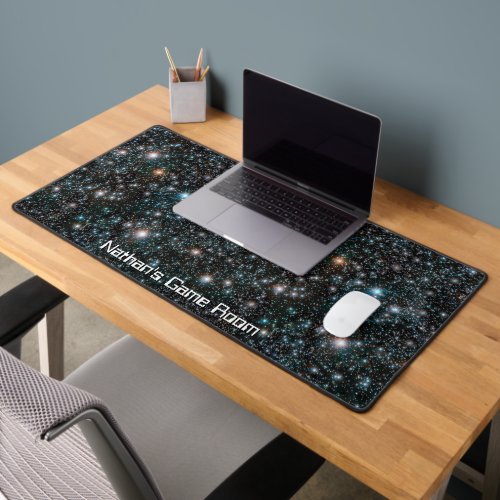Outer Space Star Pattern Game Room Custom Name Desk Mat