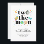 Outer Space Stars Planet TWO the Moon 2nd Birthday Invitation<br><div class="desc">Outer Space Stars Planet TWO the Moon 2nd Birthday</div>