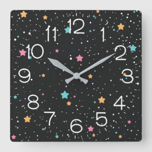 Outer Space Stars Square Wall Clock