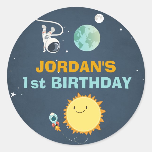 Outer Space Sticker Envelope Seal Rocket Astronaut (Front)