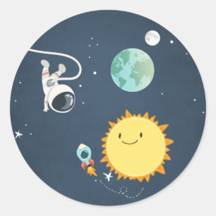 Outer Space Sticker Envelope Seal Rocket Astronaut