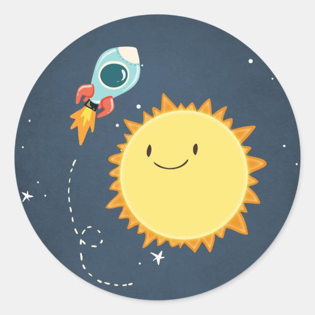 Outer Space Sticker Envelope Seal Space Rocket Sun (Front)