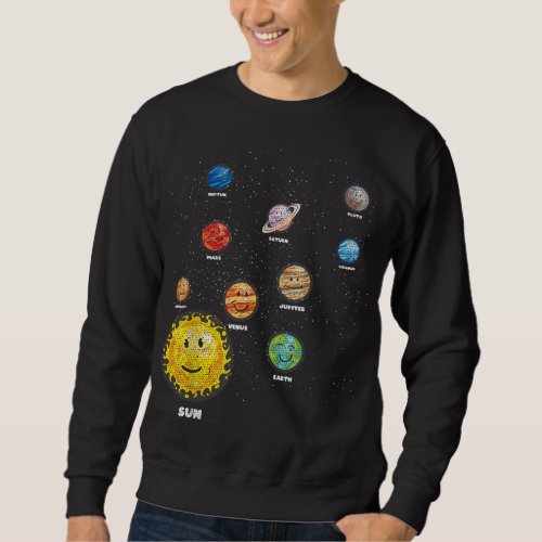Outer Space Sun Planets Astronaut Kids Space Scien Sweatshirt