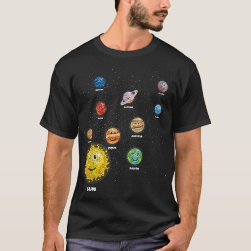 Outer Space Sun Planets Astronaut Kids Space Scien T_Shirt