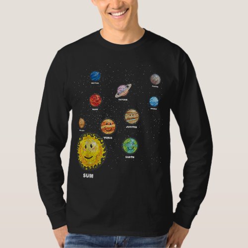 Outer Space Sun Planets Astronaut Space Science T_Shirt