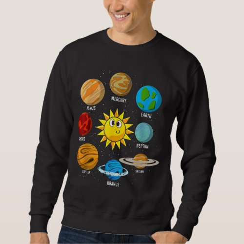 Outer Space Sun Planets Cute Astronomy Lover Kids  Sweatshirt