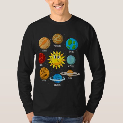 Outer Space Sun Planets Cute Astronomy Lover Kids  T_Shirt