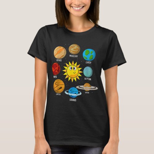 Outer Space Sun Planets Cute Astronomy Lover Kids  T_Shirt