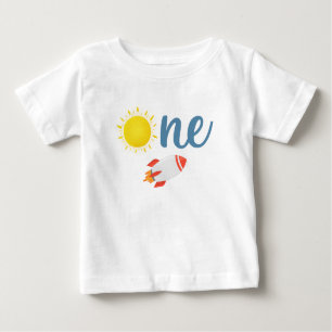 Outer Space Sun Rocket First Birthday Shirt