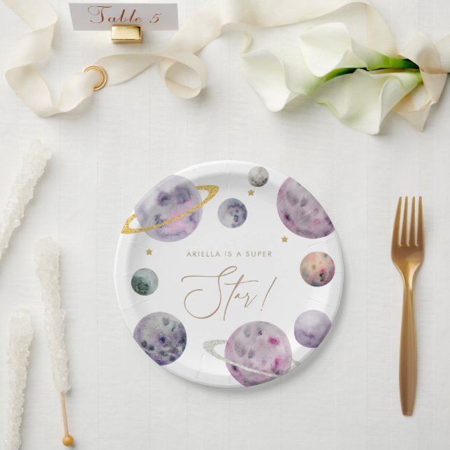 Outer Space Super Star Customizable Paper Plates (Wedding)