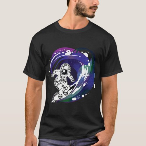 Outer Space Surfer Mens Surfing in Universe Galaxy T_Shirt
