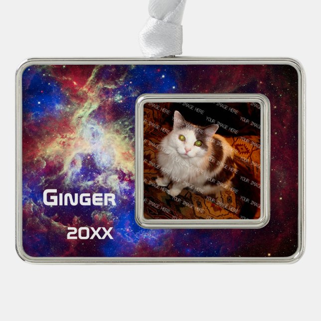 Outer Space Tarantula Nebula Personalized Photo Silver Plated Framed Ornament (Front)