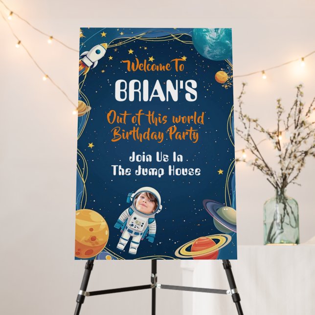 Outer Space Theme Birthday Welcome Sign (In Situ (Stand))
