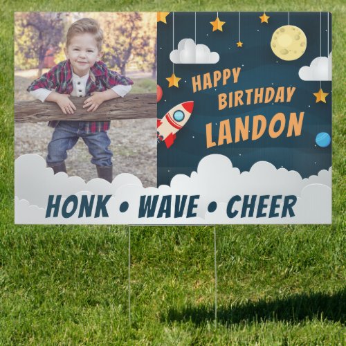 Outer Space Theme Kids Photo Birthday Drive By Sign