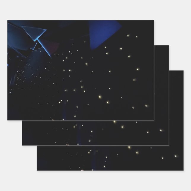 Outer Space Theme with Stars Wrapping Paper Sheets (Set)