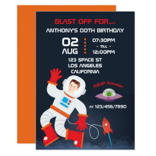 outer space themed birthday party add photo invite