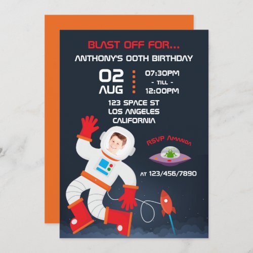Outer Space Themed Birthday Party Add Photo Invite