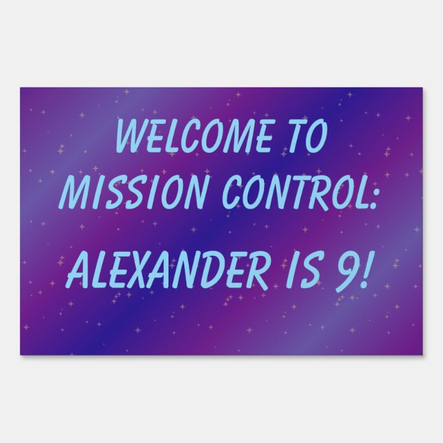 Outer Space Themed Birthday Welcome Yard Sign (Front)
