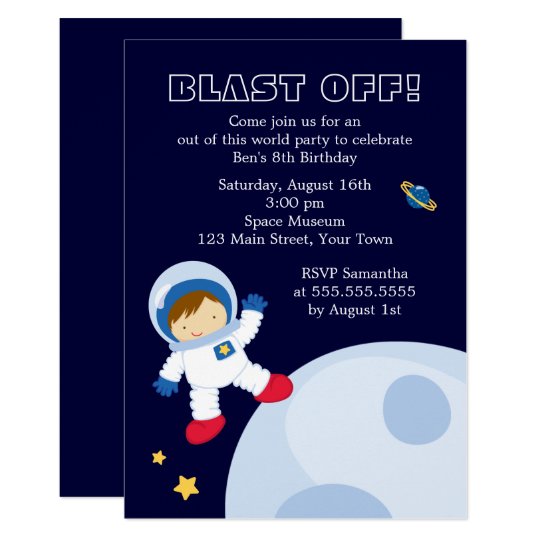 Outer Space Themed Boy's Birthday Party Invitation | Zazzle.com