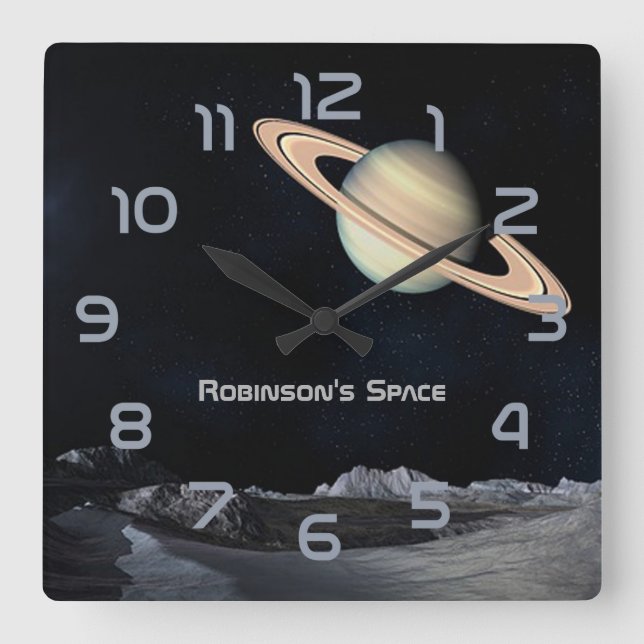 Outer Space themed Home Decor personalized Square Wall Clock (Front)