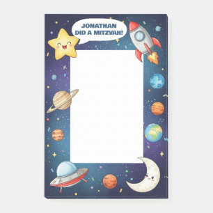 Outer Space Themed Personalized Mitzvah Post-it Notes