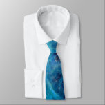 Outer Space Turquoise Blue Galactic Starry Sky Neck Tie<br><div class="desc">Groovy outer space textural watercolor with stars. Customize the scale or leave as is.</div>
