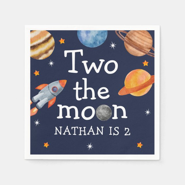 Outer Space Two the Moon 2nd Birthday  Napkins (Front)
