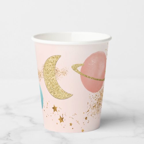 Outer Space Two the Moon Party  Paper Cups