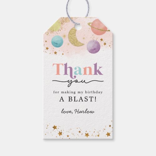 Outer Space Two the Moon Thank You Gift Tags