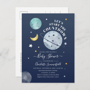 Outer Space Typography Baby Shower Invitation Postcard