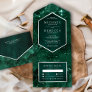 Outer Space Universe Emerald Green Galaxy Wedding All In One Invitation