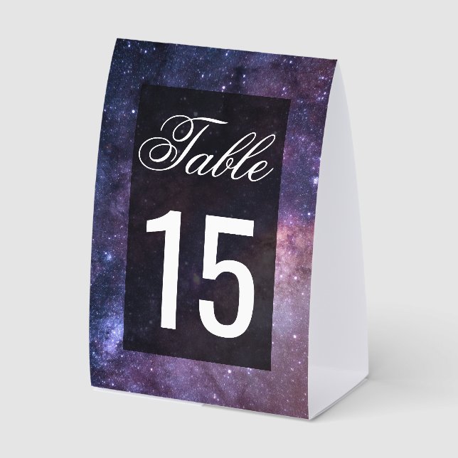 Outer Space Universe Galaxy Wedding Table Number Paper Table Tent (Front)