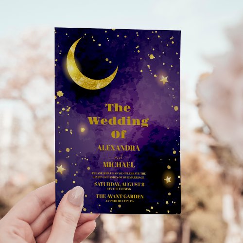 Outer Space Universe Purple Galaxy Wedding  Invitation