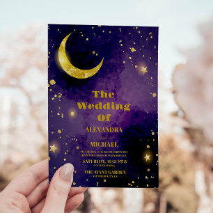 Outer Space Universe Purple Galaxy Wedding Invitation