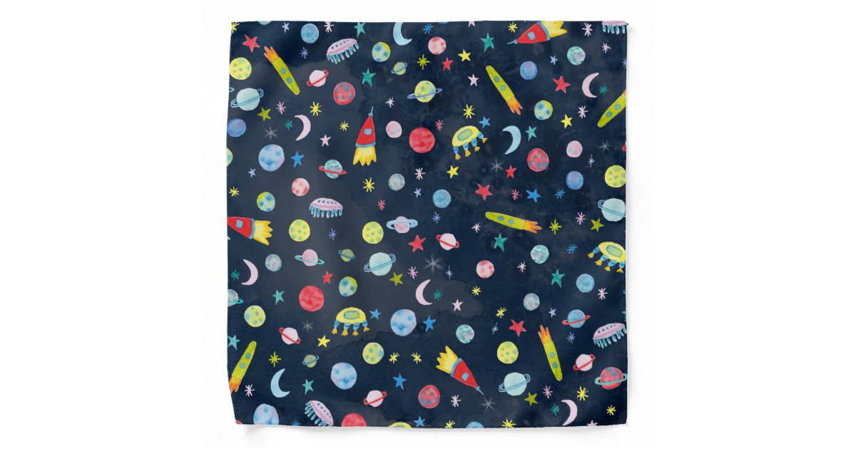 Outer Space Universe Ufo Planet Watercolor Pattern Bandana Zazzle Com Outer Space Universe Ufo Planet Watercolor Pattern Bandana Zazzle Com