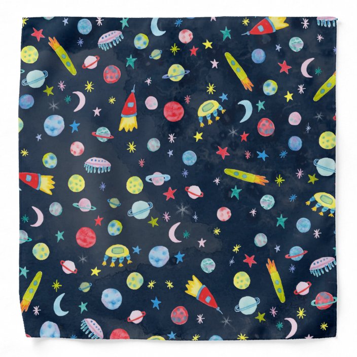 Outer Space Universe Ufo Planet Watercolor Pattern Bandana Zazzle Com Outer Space Universe Ufo Planet Watercolor Pattern Bandana Zazzle Com