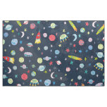 Outer Space Universe UFO Watercolor Pattern Fabric