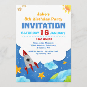 Outer Space Watercolor Invitation