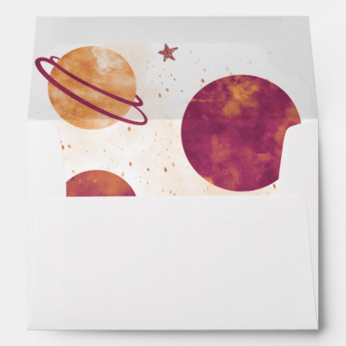 Outer Space Watercolor Planet and Stars Girl Envelope
